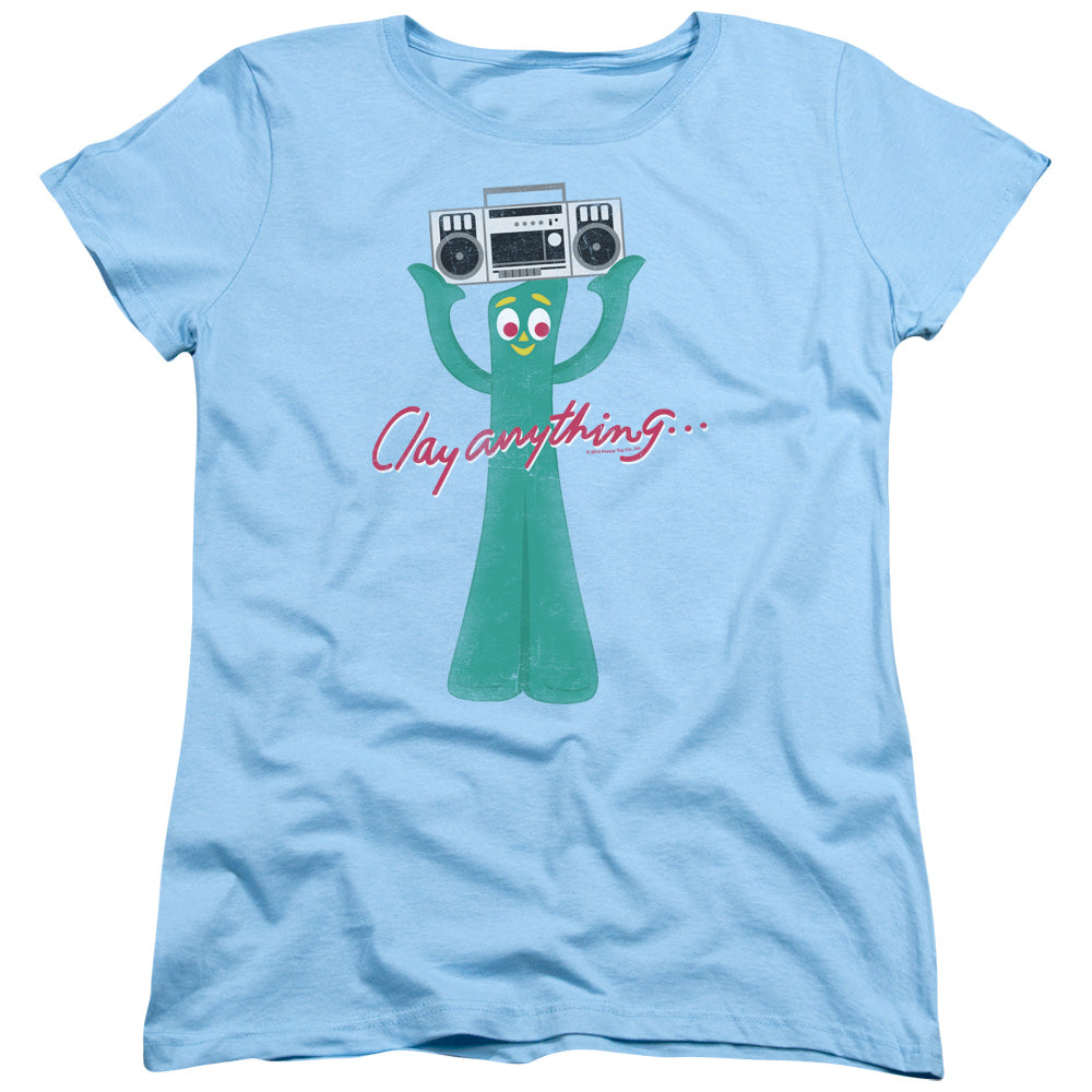 Gumby Clay Anything Womens T Shirt Light Blue