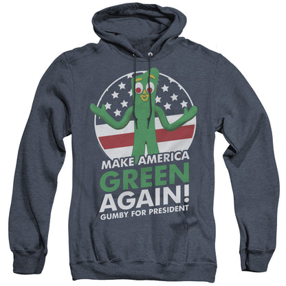 Gumby For President Mens Heather Hoodie Navy Officially Licensed