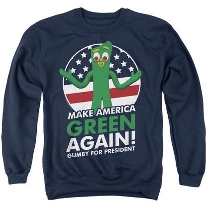 Gumby For President Mens Crewneck Sweatshirt Navy