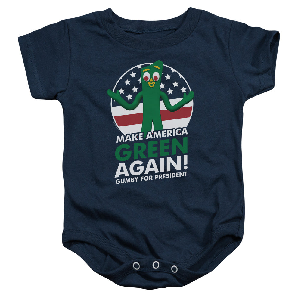 Gumby for President Infant Baby Snapsuit Navy