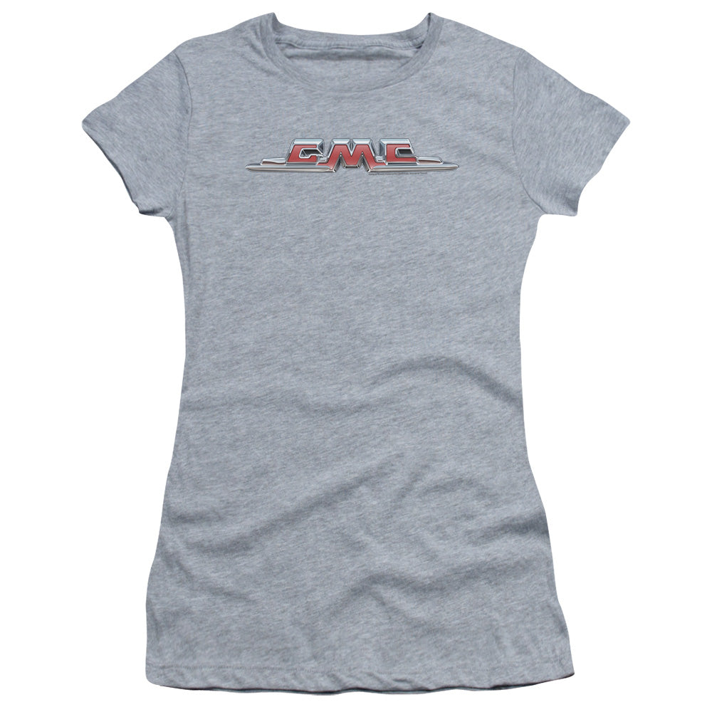 Gmc Chrome Logo Junior Sheer Cap Sleeve Womens T Shirt Athletic Heather