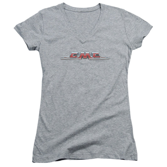 Gmc Chrome Logo Junior Sheer Cap Sleeve V-Neck Womens T Shirt Athletic Heather