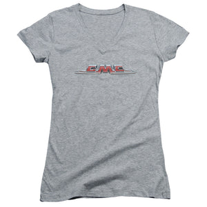 Gmc Chrome Logo Junior Sheer Cap Sleeve V-Neck Womens T Shirt Athletic Heather