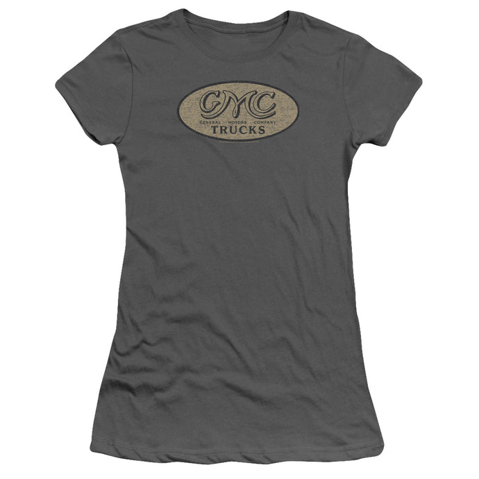 Gmc Vintage Oval Logo Junior Sheer Cap Sleeve Womens T Shirt Charcoal