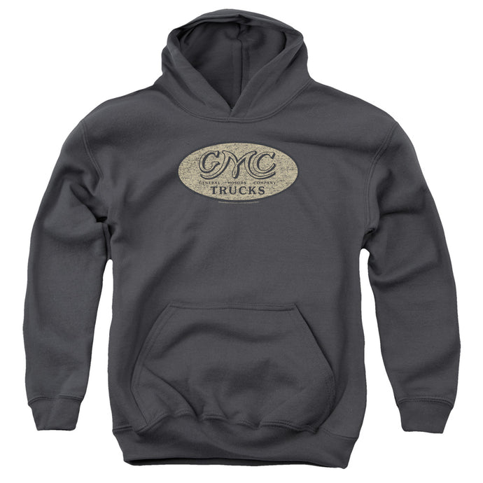 Gmc Vintage Oval Logo Kids Youth Hoodie Charcoal