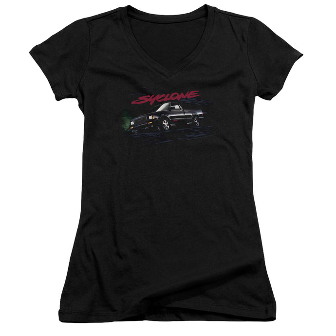 Gmc Syclone Junior Sheer Cap Sleeve V-Neck Womens T Shirt Black