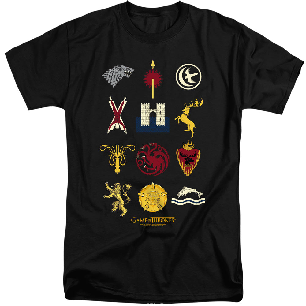 Game Of Thrones House Sigils Mens Tall T Shirt Black