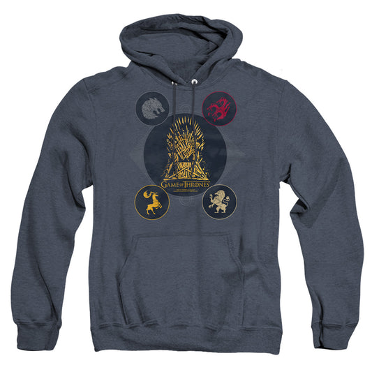 Game Of Thrones 4 Houses 4 The Throne Mens Heather Hoodie Navy