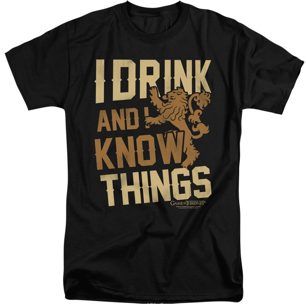 Game Of Thrones Know Things Mens Tall T Shirt Black