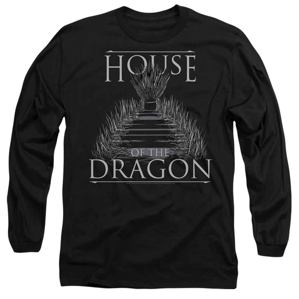 House Of The Dragon Sword Throne Mens Long Sleeve Shirt Black Officially Licensed