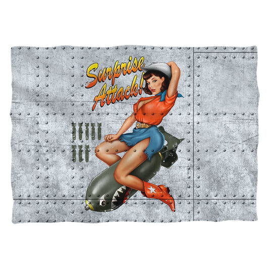 Surprise Attack Cowgirl On Rocket Pillow Case