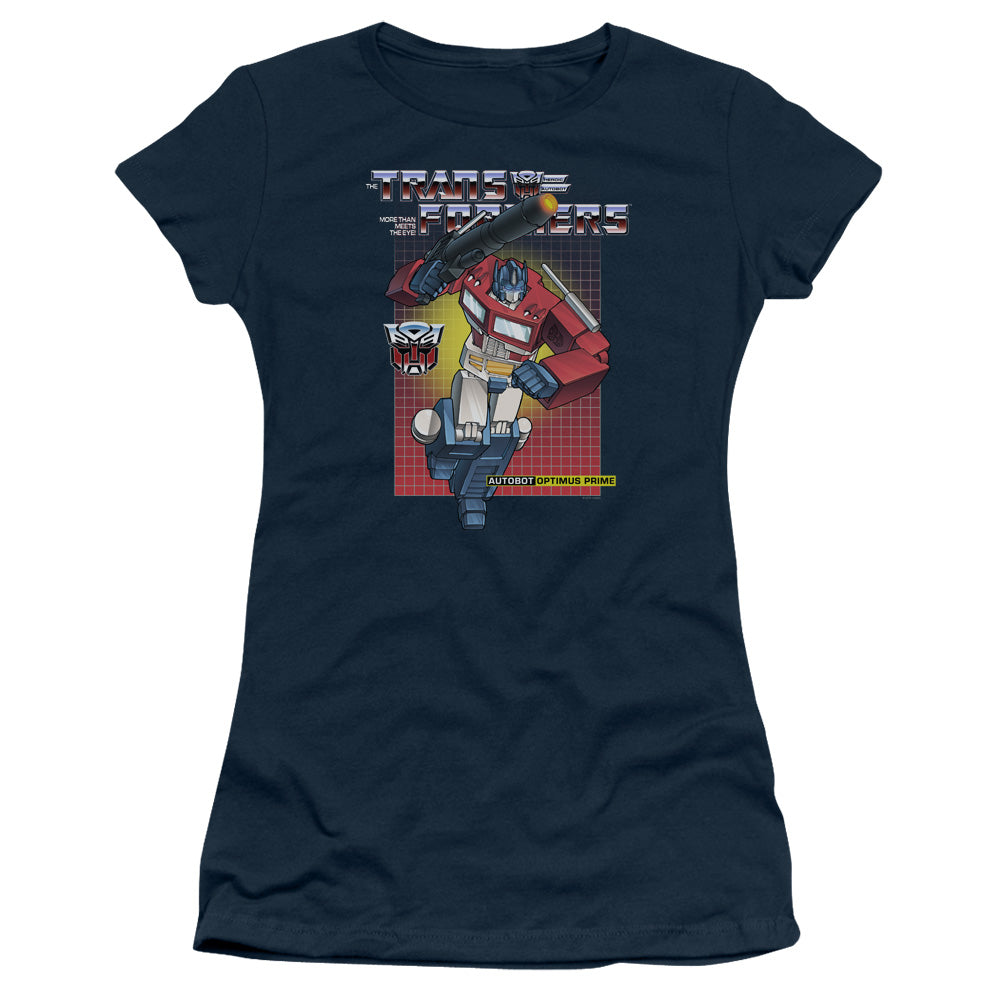 Transformers Optimus Prime Junior Sheer Cap Sleeve Womens T Shirt Navy Blue