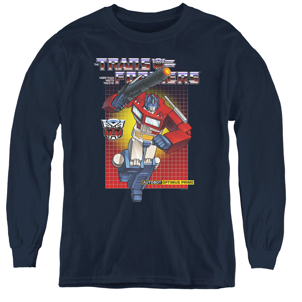 Transformers Optimus Prime Long Sleeve Kids Youth T Shirt Navy Blue