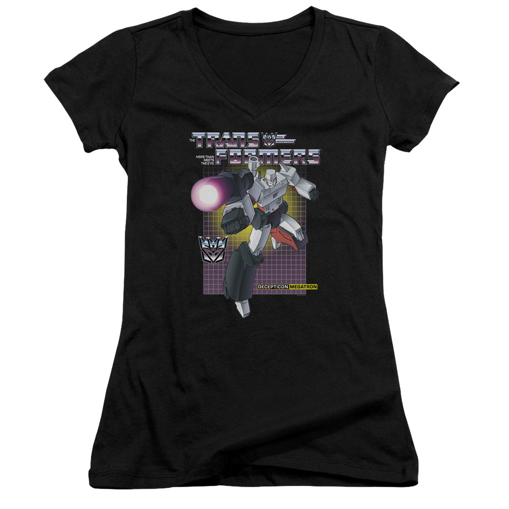 Transformers Megatron Junior Sheer Cap Sleeve V-Neck Womens T Shirt Black