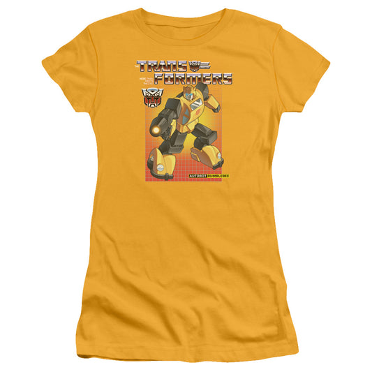 Transformers Bumblebee Junior Sheer Cap Sleeve Womens T Shirt Gold