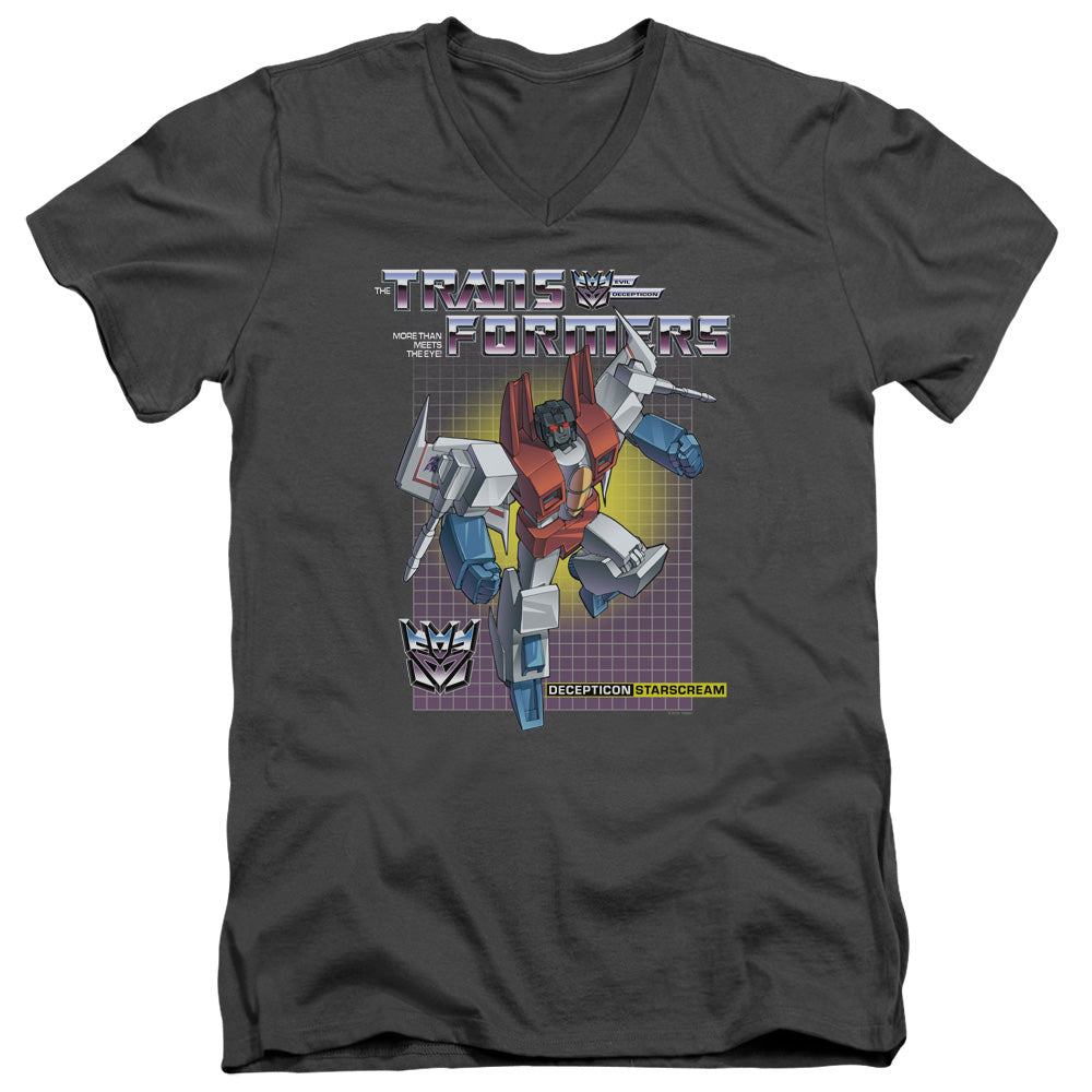 Transformers Starscream Mens Slim Fit V-Neck T Shirt Charcoal