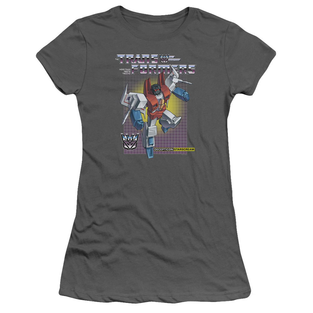 Transformers Starscream Junior Sheer Cap Sleeve Womens T Shirt Charcoal