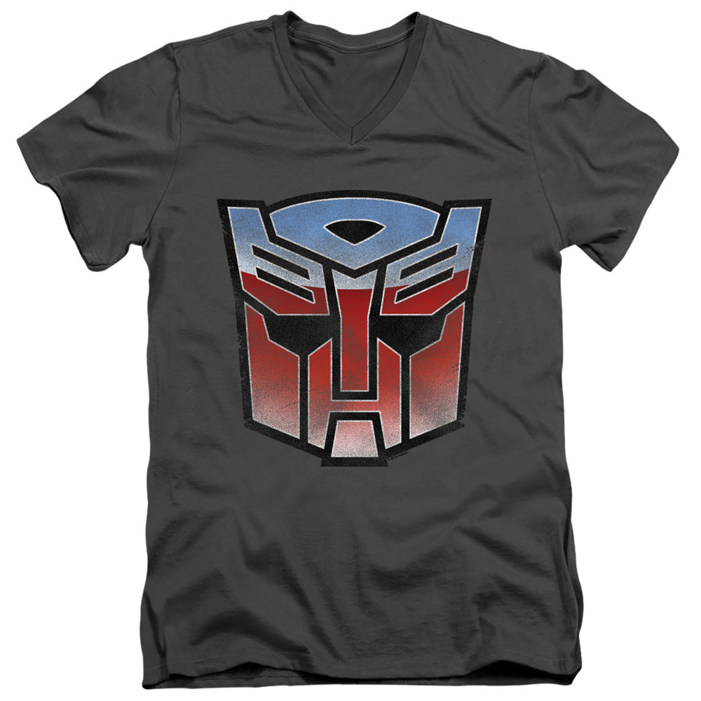 Transformers Vintage Autobot Logo Mens Slim Fit V-Neck T Shirt Charcoal