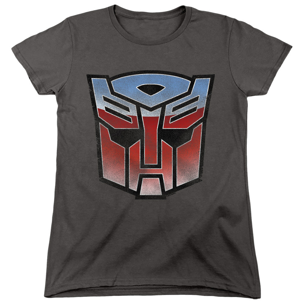 Transformers Vintage Autobot Logo Womens T Shirt Charcoal