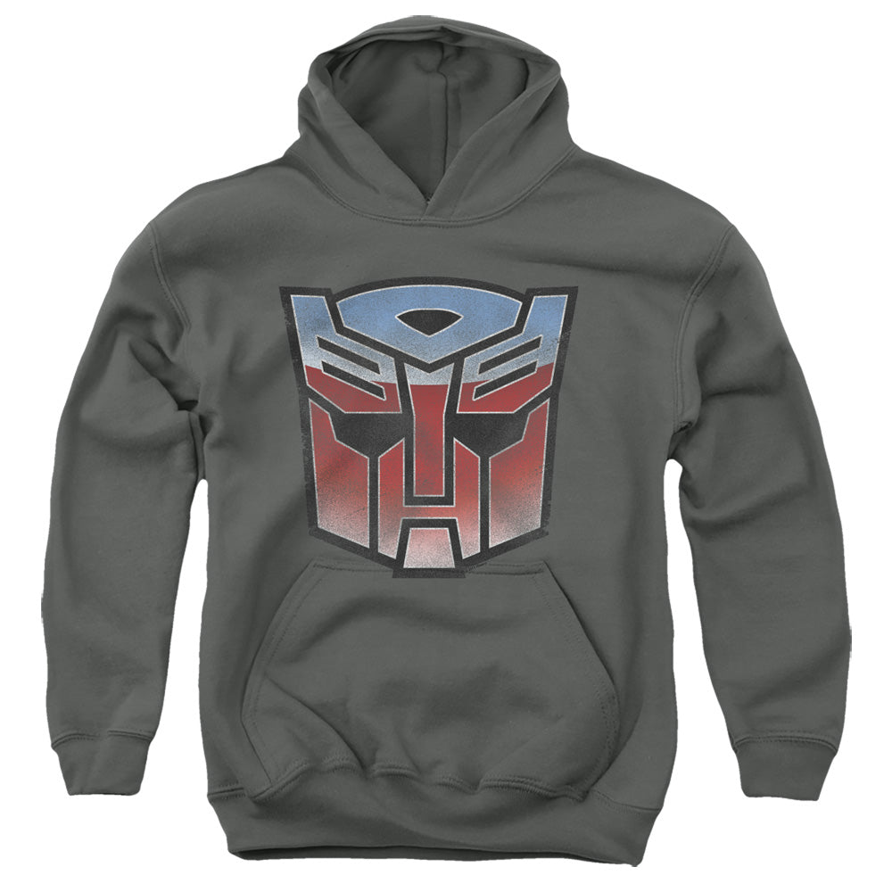 Transformers Vintage Autobot Logo Kids Youth Hoodie Charcoal