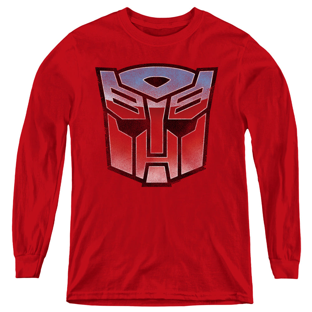 Transformers Vintage Autobot Logo Long Sleeve Kids Youth T Shirt Red