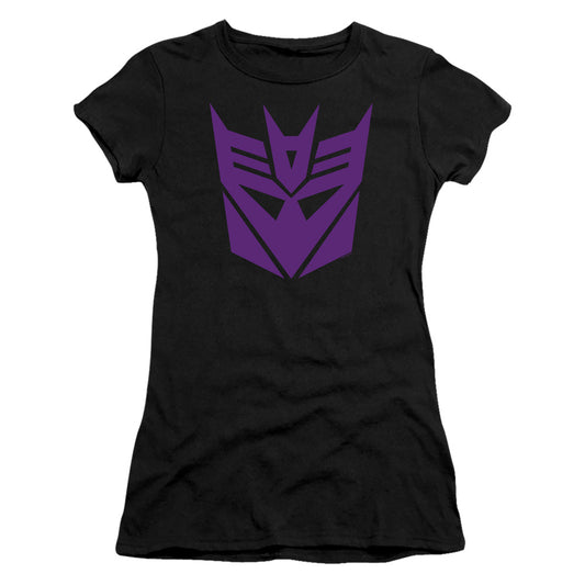 Transformers Decepticon Junior Sheer Cap Sleeve Womens T Shirt Black