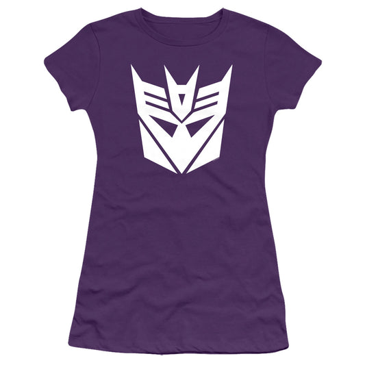 Transformers Decepticon Junior Sheer Cap Sleeve Womens T Shirt Purple