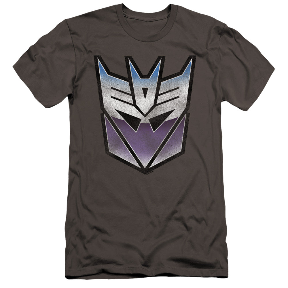 Transformers Vintage Decepticon Logo Premium Bella Canvas Slim Fit Mens T Shirt Charcoal