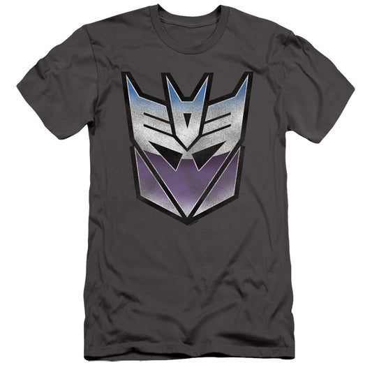 Transformers Vintage Decepticon Logo Slim Fit Mens T Shirt Charcoal