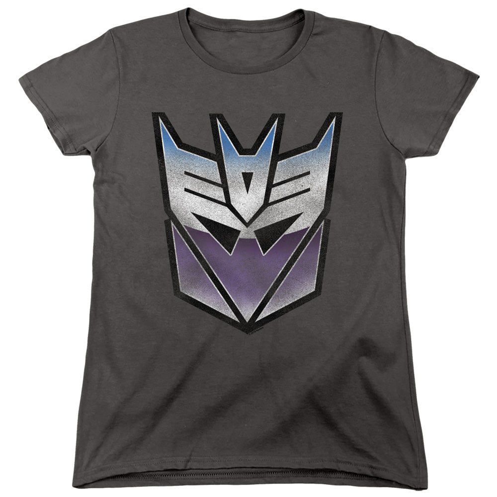 Transformers Vintage Decepticon Logo Womens T Shirt Charcoal