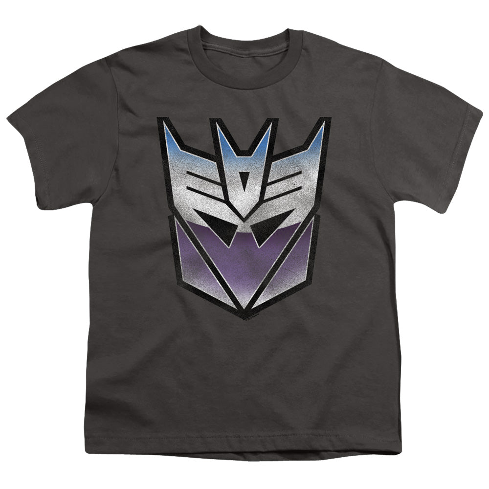 Transformers Vintage Decepticon Logo Kids Youth T Shirt Charcoal