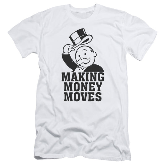 Monopoly Money Moves Slim Fit Mens T Shirt White