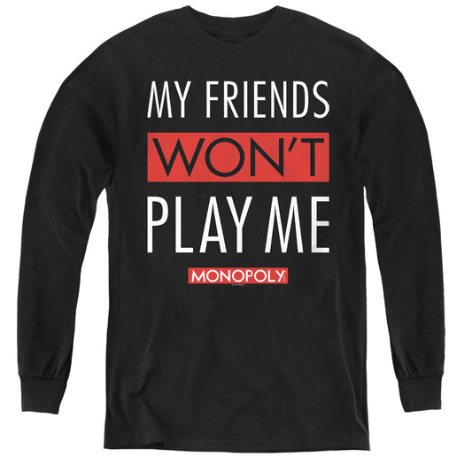 Monopoly My Friends Long Sleeve Kids Youth T Shirt Black