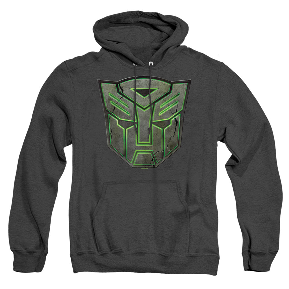 Transformers Glowing Autobot Logo Mens Heather Hoodie Black