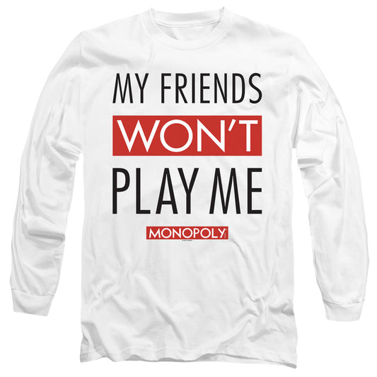 Monopoly My Friends Mens Long Sleeve Shirt White