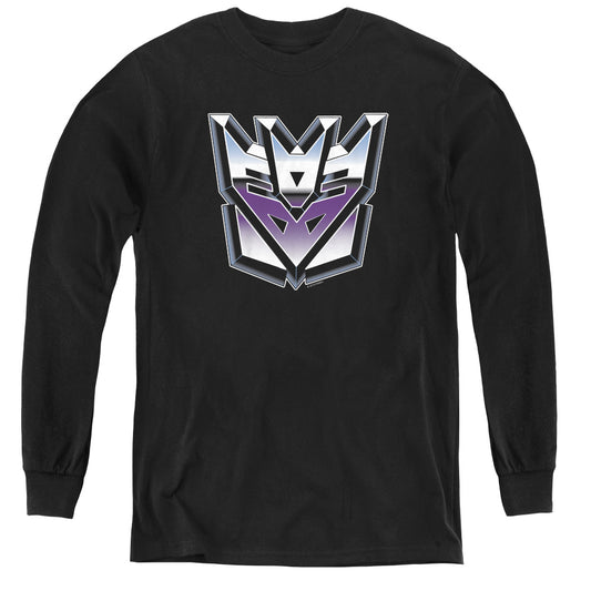 Transformers Decepticon Airbrush Logo Long Sleeve Kids Youth T Shirt Black