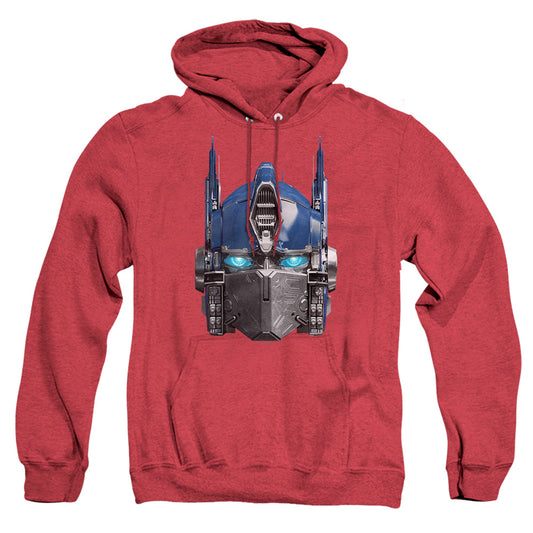 Transformers Optimus Prime Head Mens Heather Hoodie Red