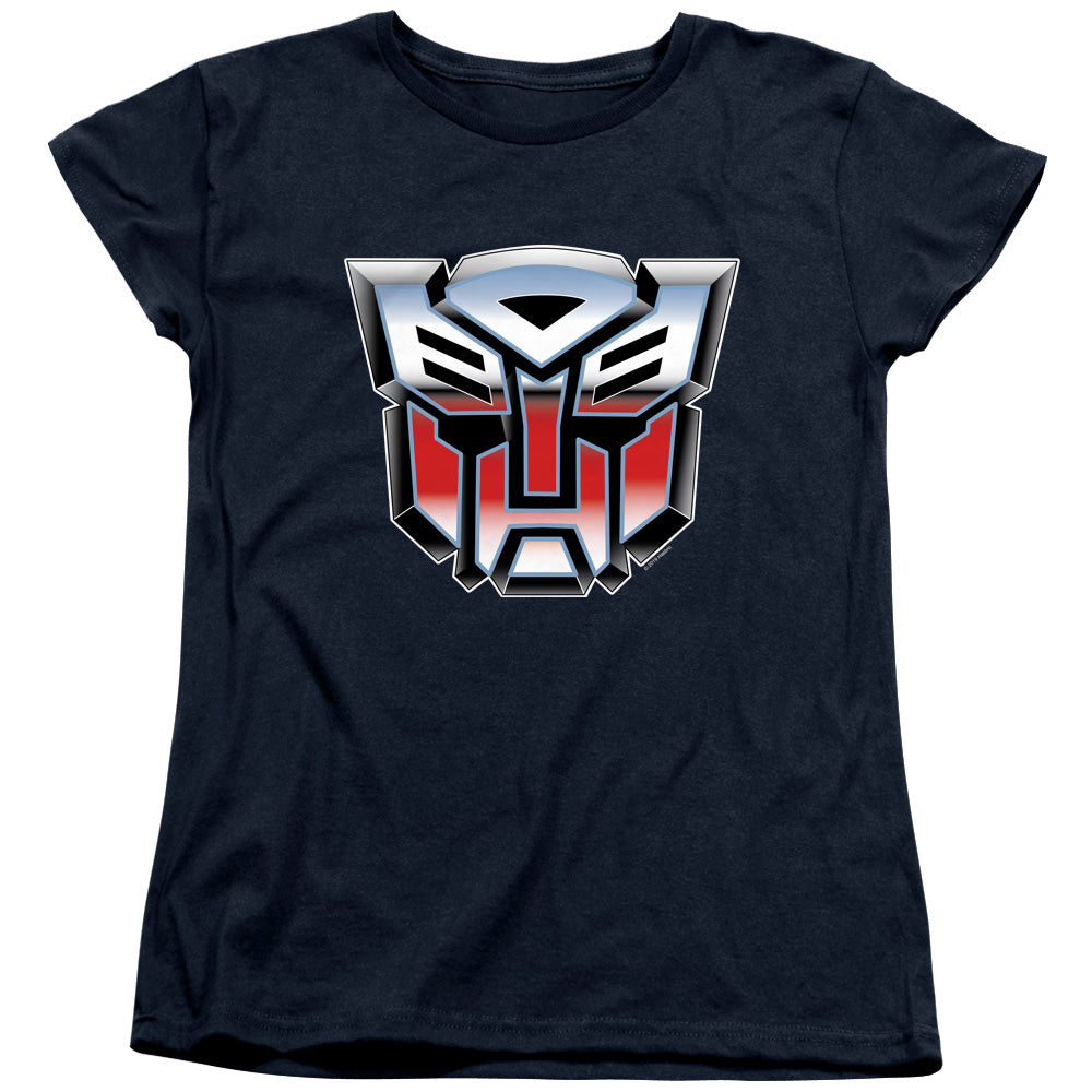 Transformers Autobot Airbrush Logo Womens T Shirt Navy Blue