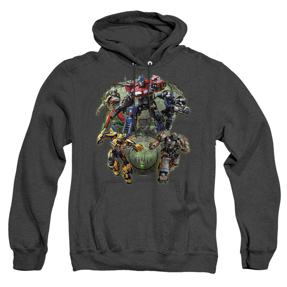 Transformers Autobot Group Shot Mens Heather Hoodie Black