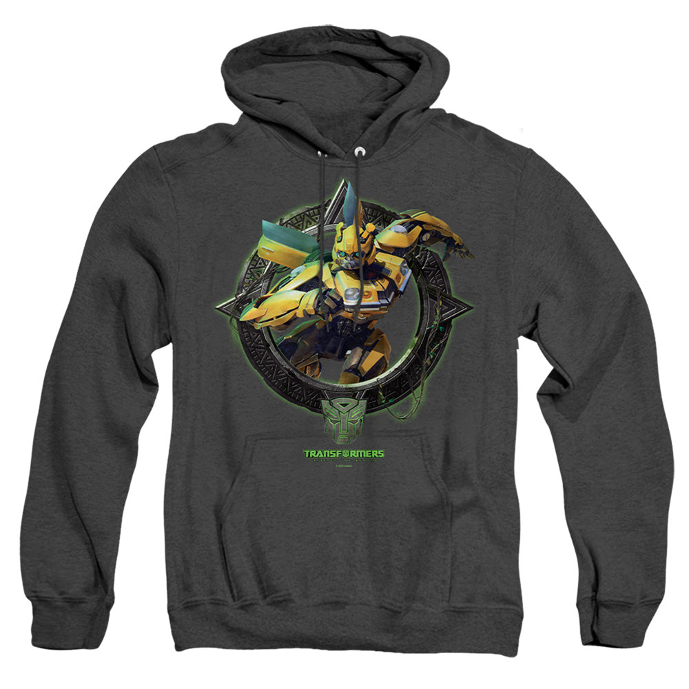 Transformers Bumblebee Circle Frame Mens Heather Hoodie Black