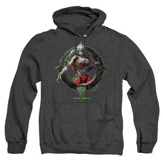 Transformers Arcee Circle Frame Mens Heather Hoodie Black