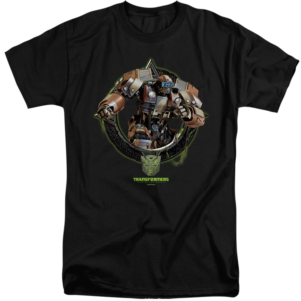 Transformers Wheeljack Circle Frame Mens Tall T Shirt Black