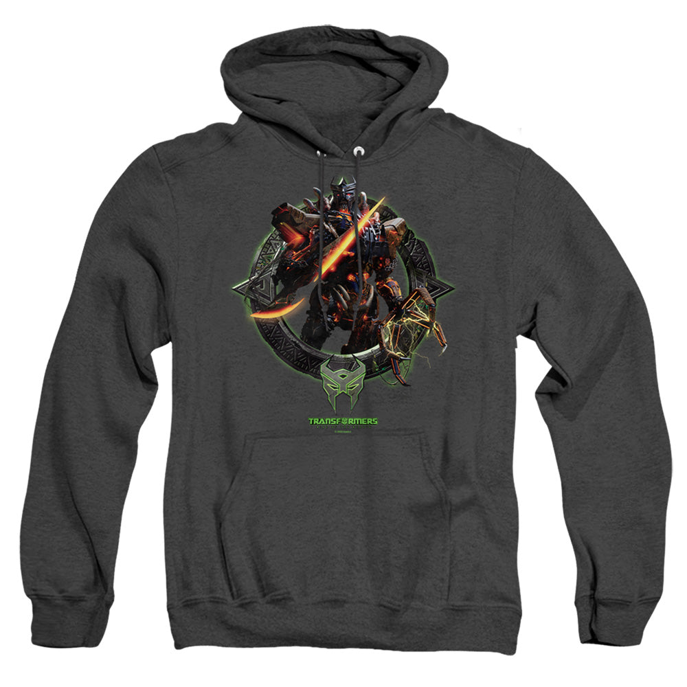 Transformers Scourge Circle Frame Mens Heather Hoodie Black