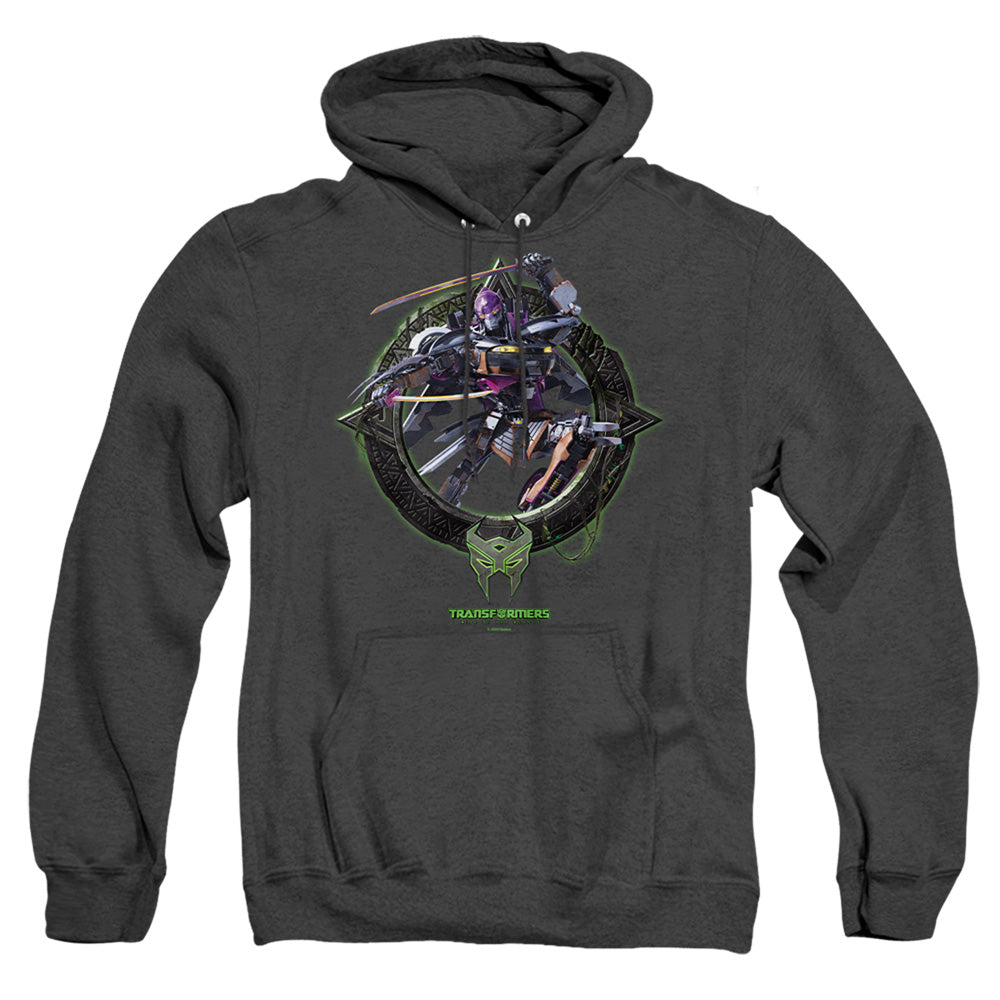 Transformers Nightbird Circle Frame Mens Heather Hoodie Black