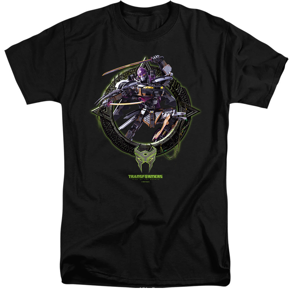 Transformers Nightbird Circle Frame Mens Tall T Shirt Black