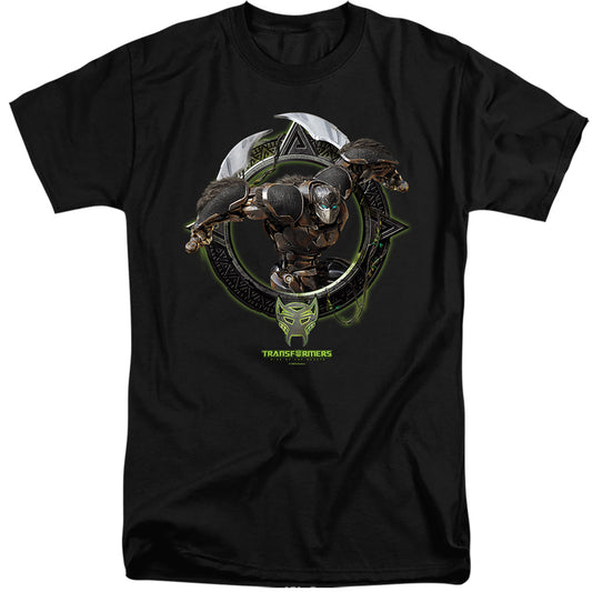 Transformers Optimus Primal Circle Frame Mens Tall T Shirt Black