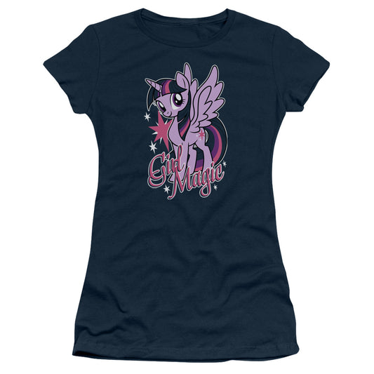 My Little Pony Tv Girl Magic Junior Sheer Cap Sleeve Womens T Shirt Navy Blue