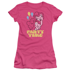 My Little Pony Tv Party Time Junior Sheer Cap Sleeve Womens T Shirt Hot Pink