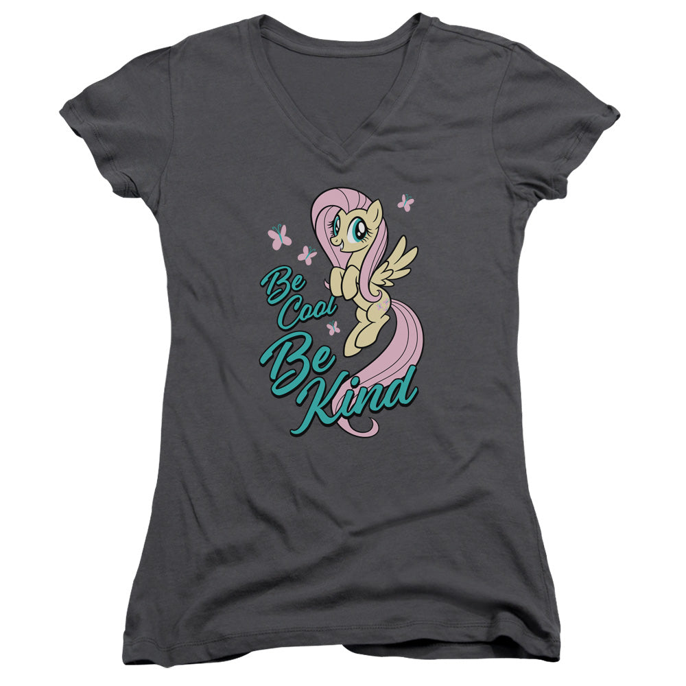 My Little Pony Tv Be Kind Junior Sheer Cap Sleeve V-Neck Womens T Shirt Charcoal