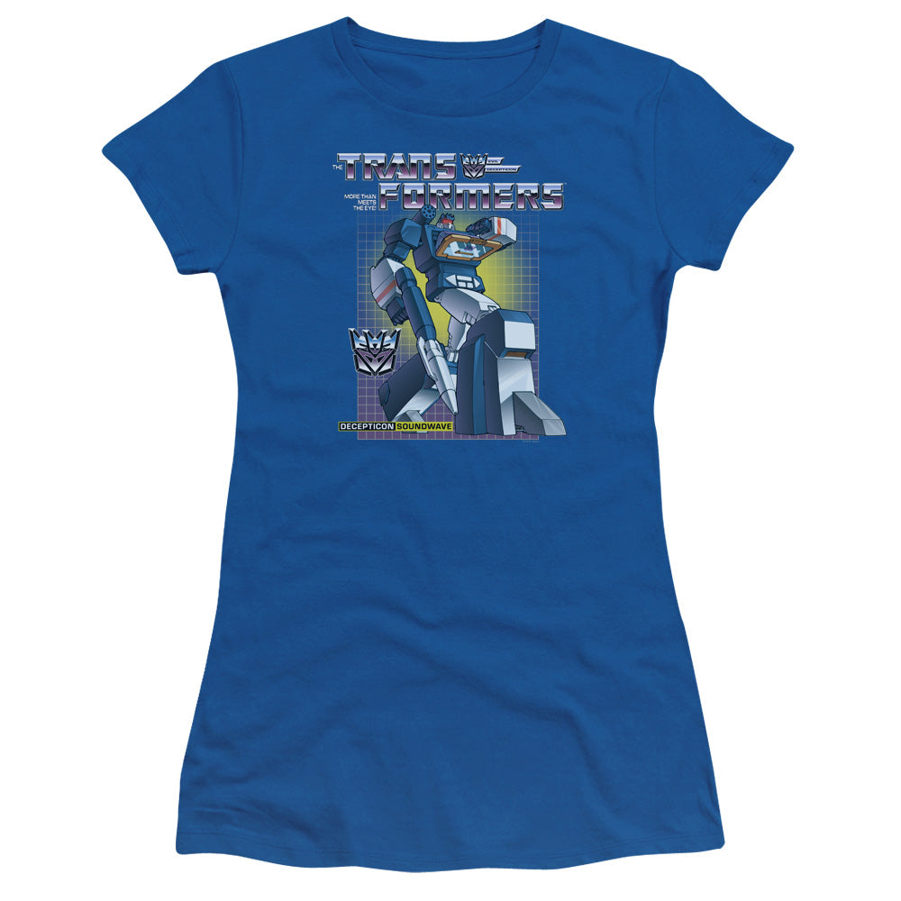 Transformers Soundwave Junior Sheer Cap Sleeve Womens T Shirt Royal Blue